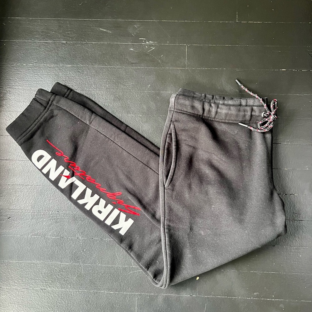 Kirkland Signature Black Joggers with Red Accents